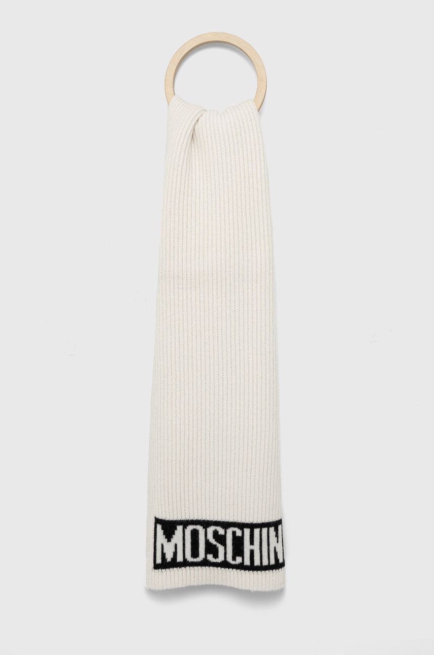 Moschino fular barbati, culoarea alb, neted Accesorii imagine promotii 2022