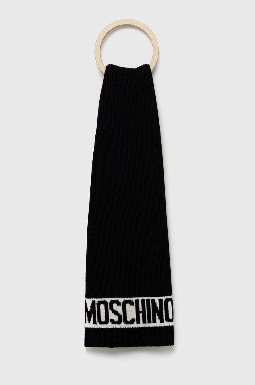 Moschino fular barbati, culoarea negru, neted answear.ro