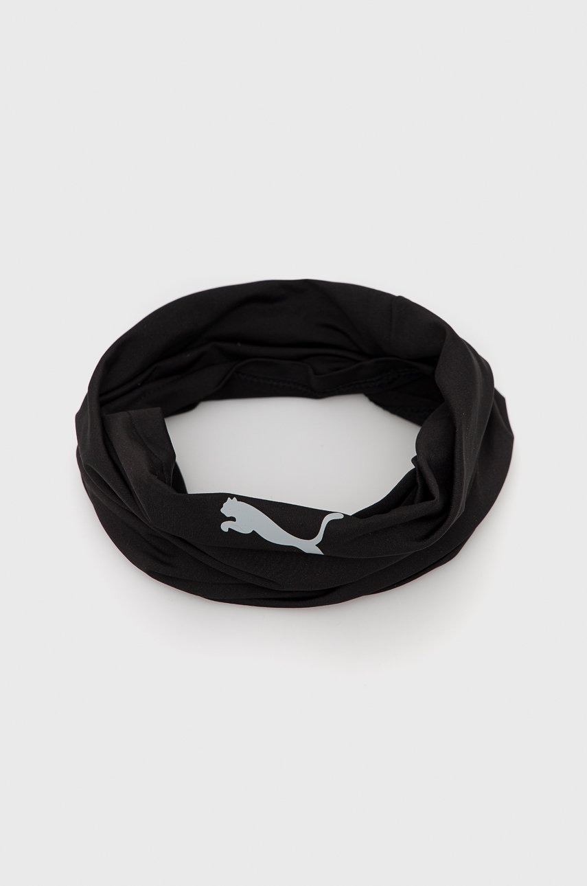 Puma fular impletit culoarea negru, cu imprimeu
