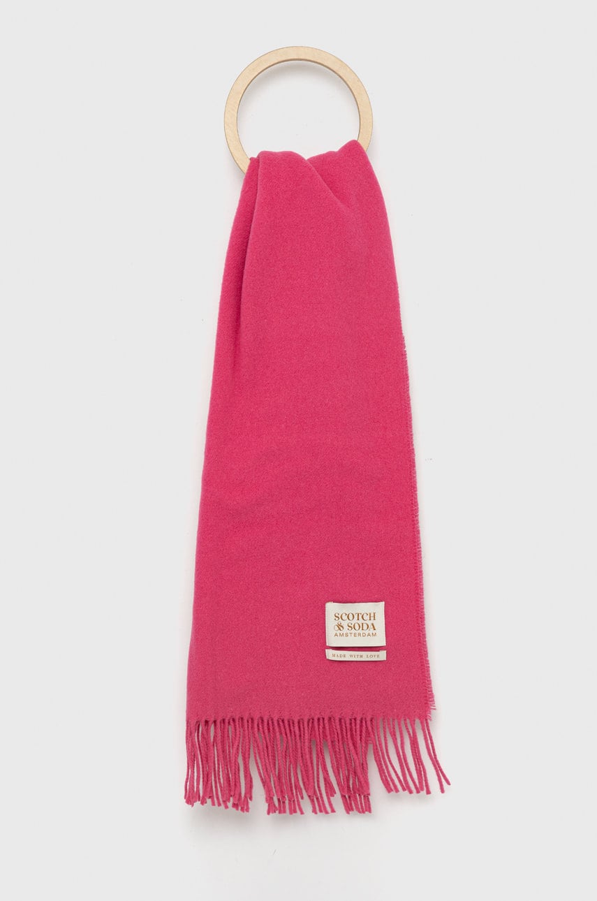 Scotch & soda esarfa de lana culoarea roz, neted