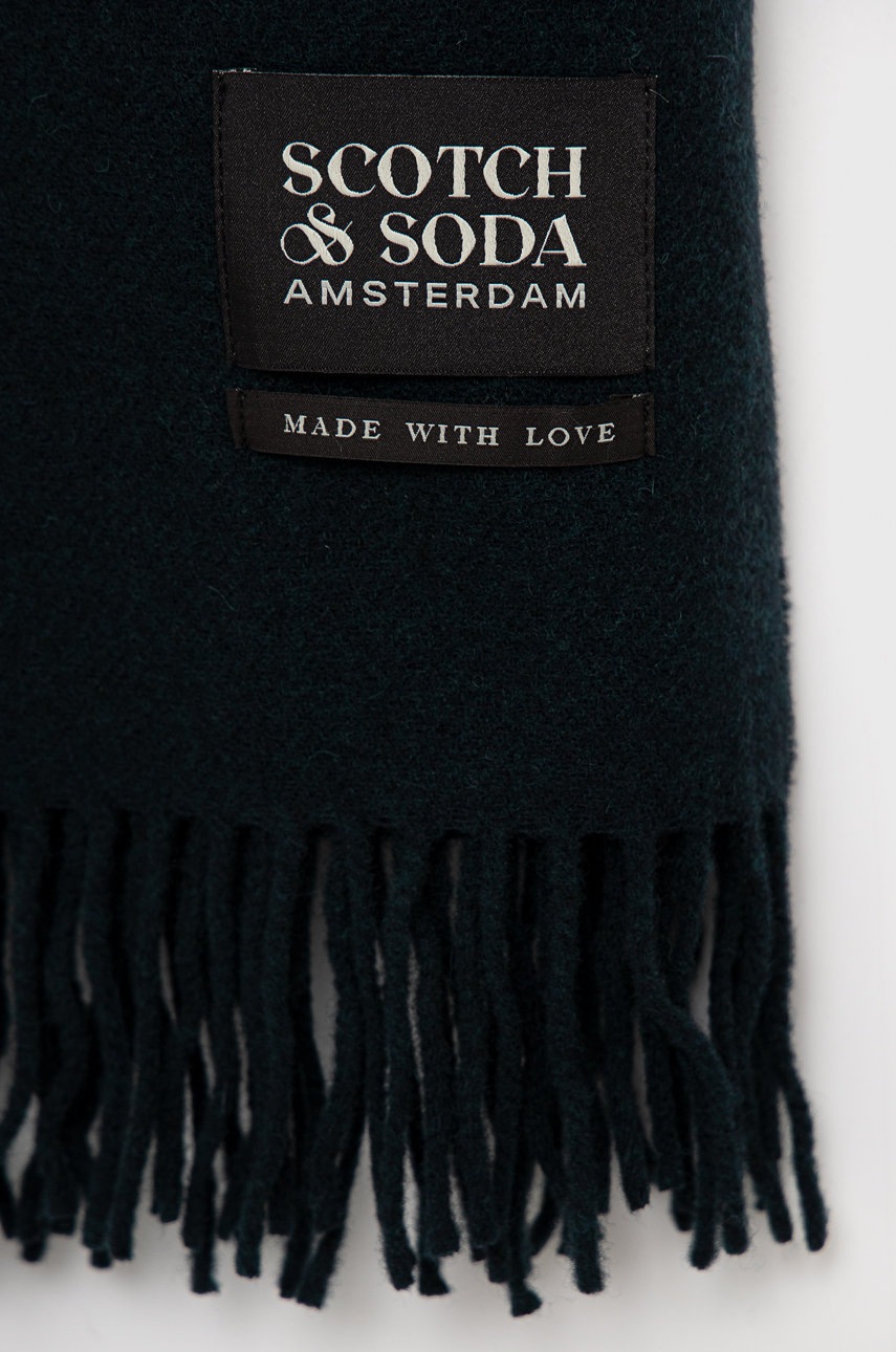 

Вовняний шарф Scotch & Soda колір зелений однотонний