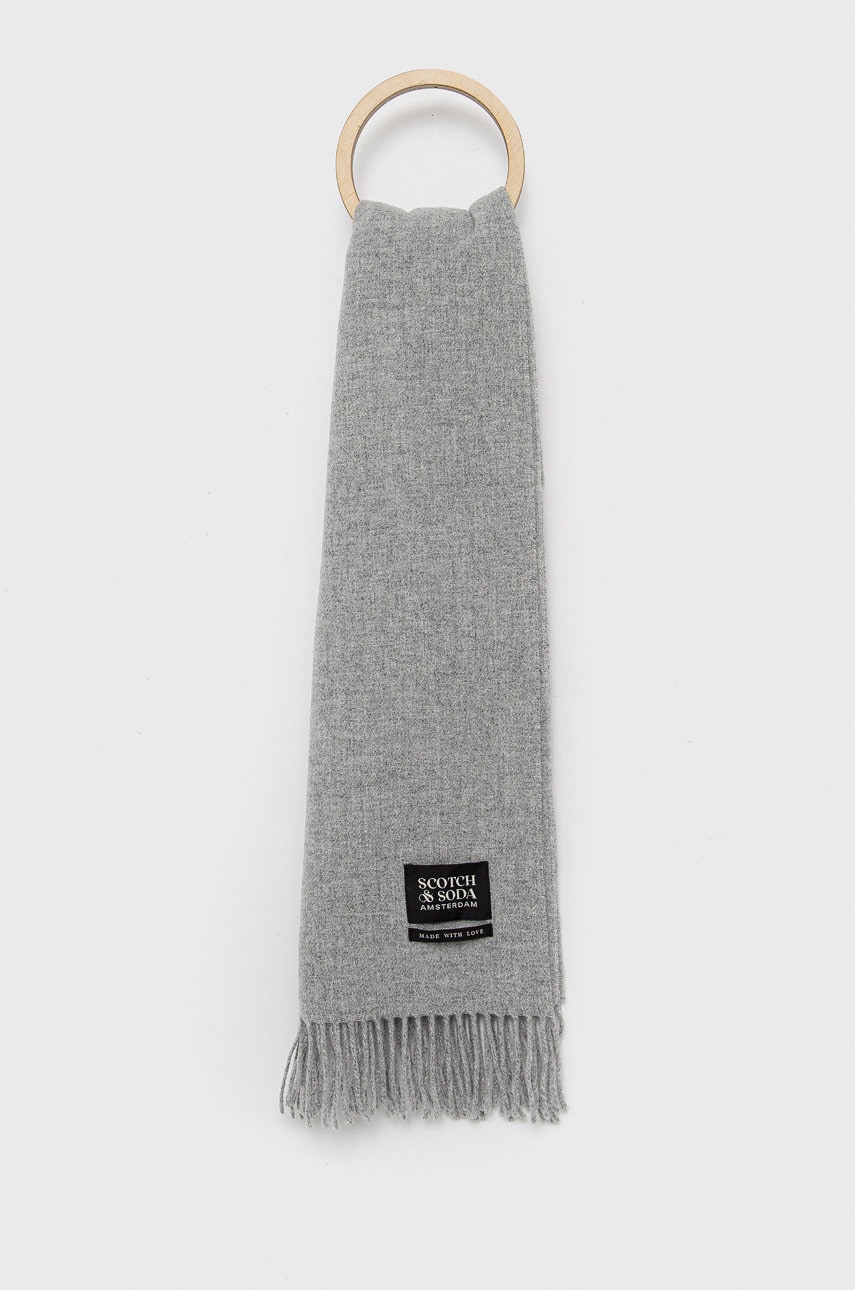 Scotch & soda esarfa de lana culoarea gri, neted