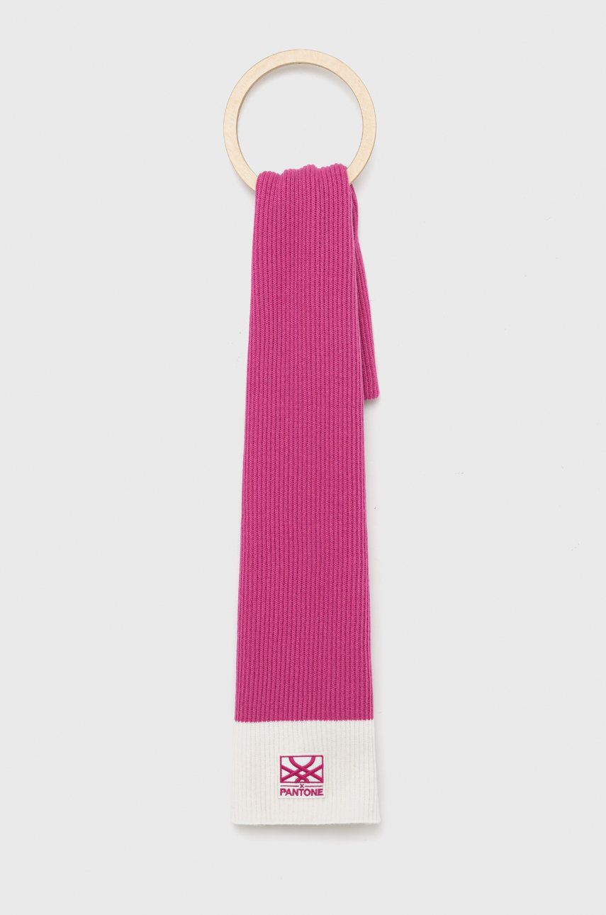 United Colors of Benetton esarfa din amestec de lana culoarea roz, neted ACCESORII imagine megaplaza.ro