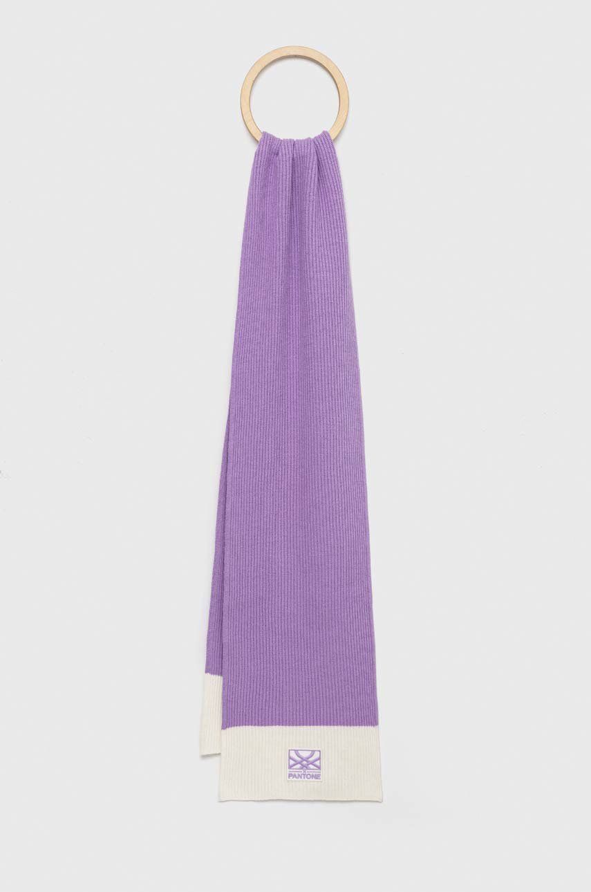 United Colors of Benetton esarfa din amestec de lana X Pantone culoarea violet, modelator