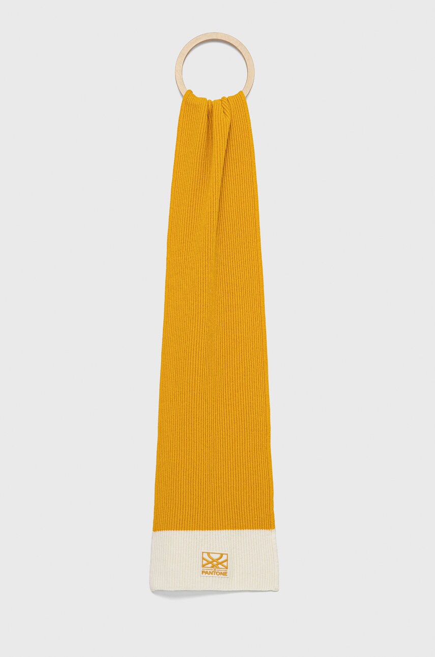 United colors of benetton esarfa din amestec de casmir culoarea galben