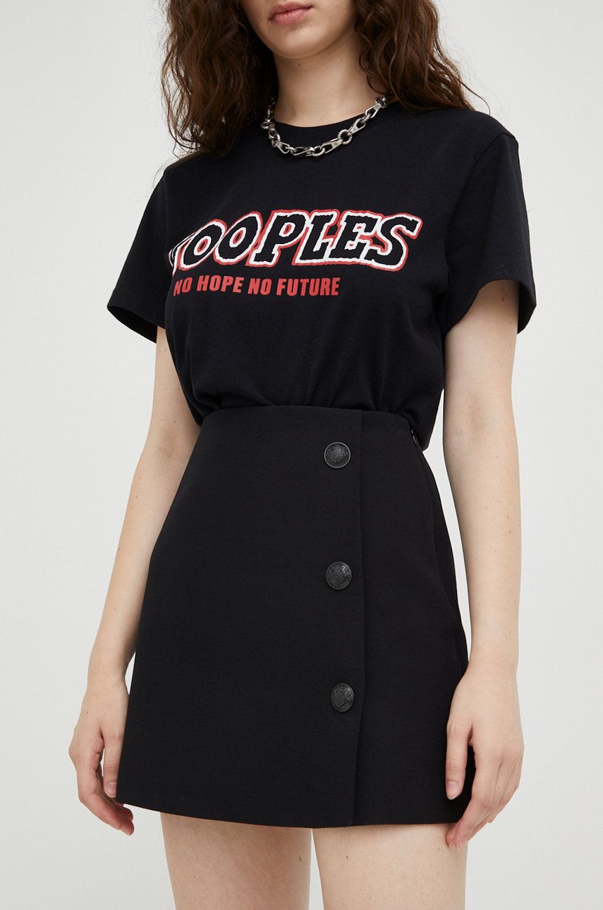 Sukně The Kooples černá barva, mini, áčková - černá -  Hlavní materiál: 96% Polyester