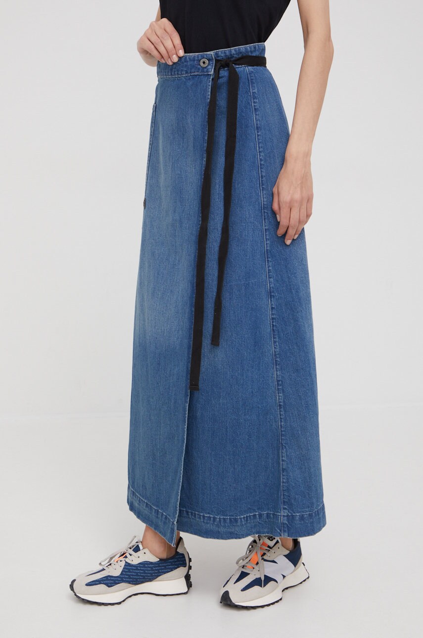 G-star raw fusta jeans culoarea albastru marin, mini, evazati