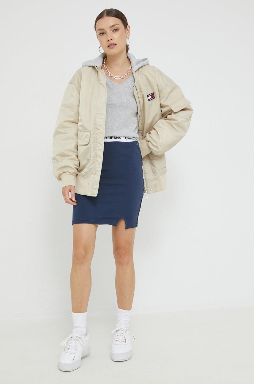 Tommy Jeans Fusta Culoarea Albastru Marin, Mini, Drept