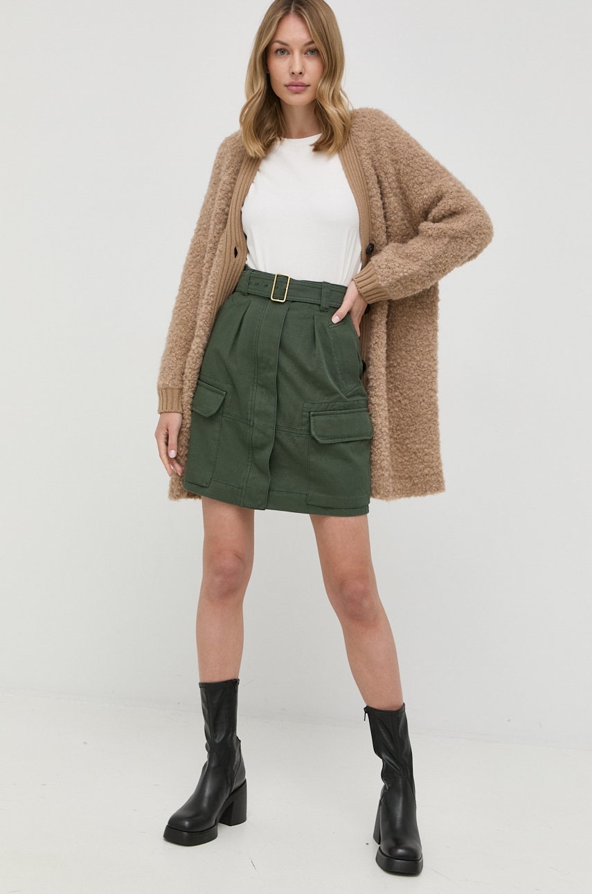Weekend max mara fusta din bumbac culoarea verde, mini, drept