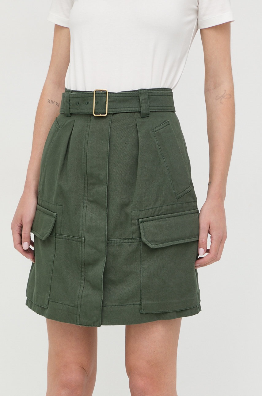 

Хлопковая юбка Weekend Max Mara цвет зелёный mini прямая