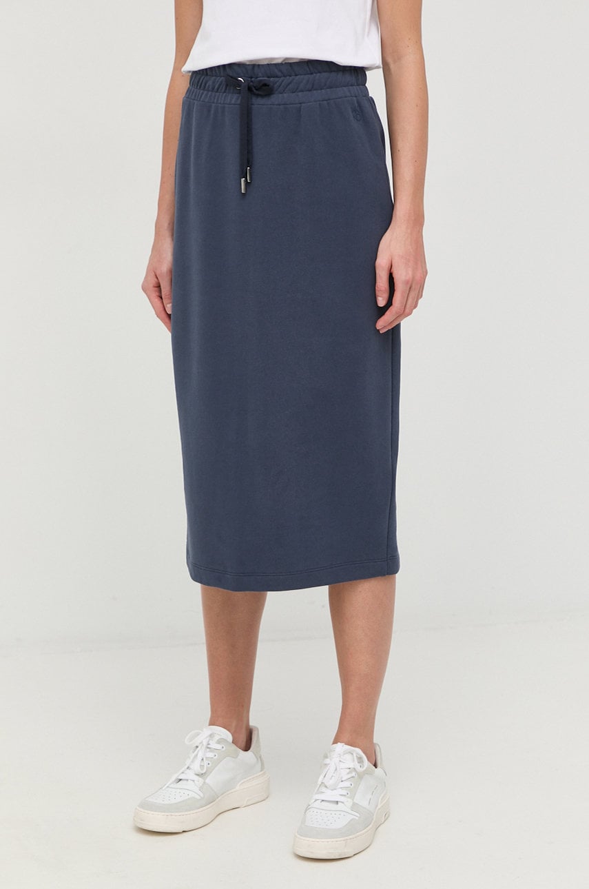 Weekend max mara fusta din bumbac culoarea albastru marin, midi, drept