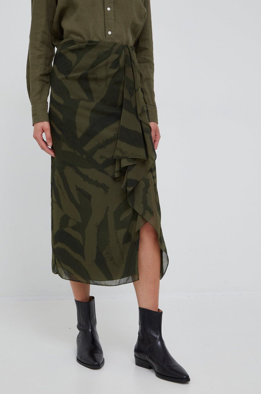 Sukně Lauren Ralph Lauren zelená barva, midi - zelená -  Hlavní materiál: 100% Recyklovaný poly