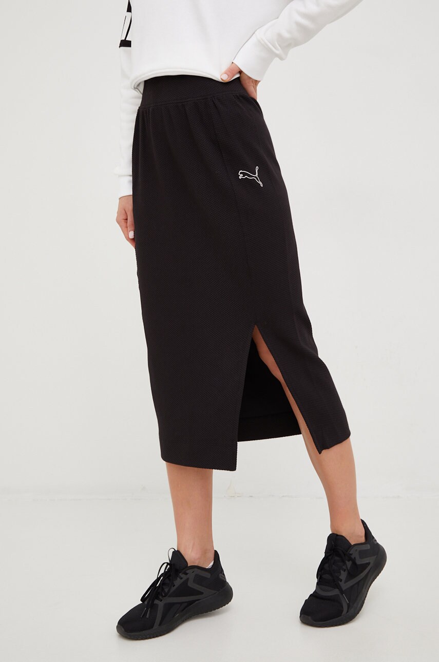 Puma fusta culoarea negru, midi, creion