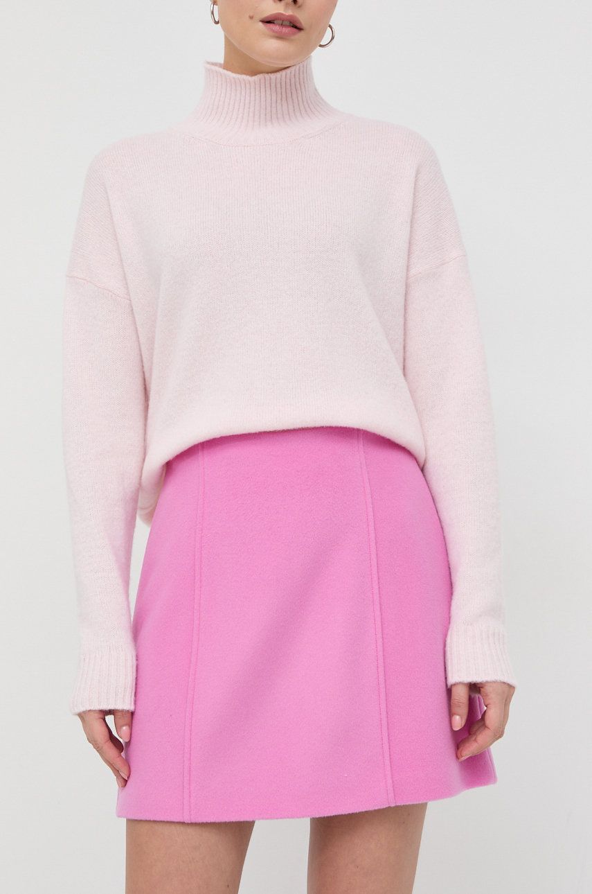 MAX&Co. fusta de lana culoarea roz, mini, drept answear.ro imagine noua gjx.ro