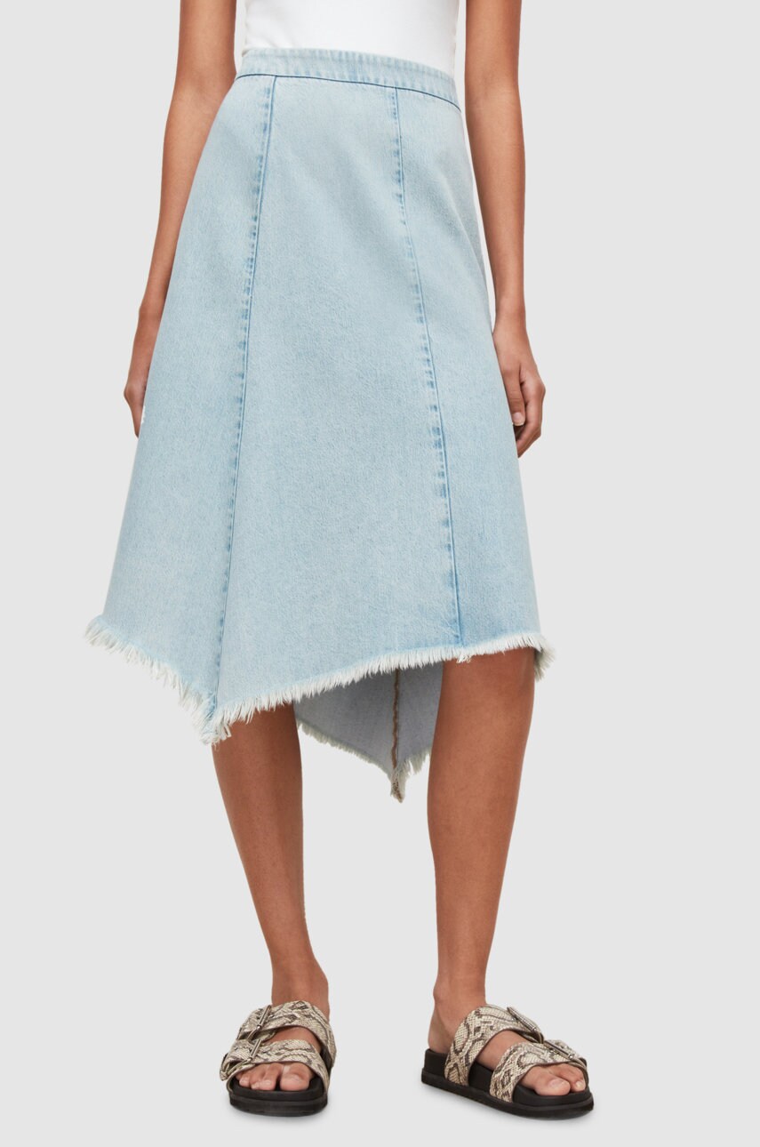 Allsaints fusta jeans midi, evazati