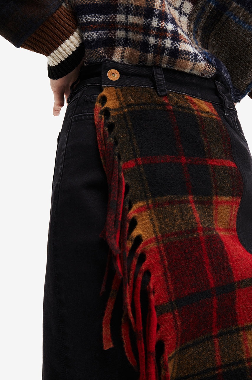 

Джинсовая юбка Desigual цвет чёрный midi прямая