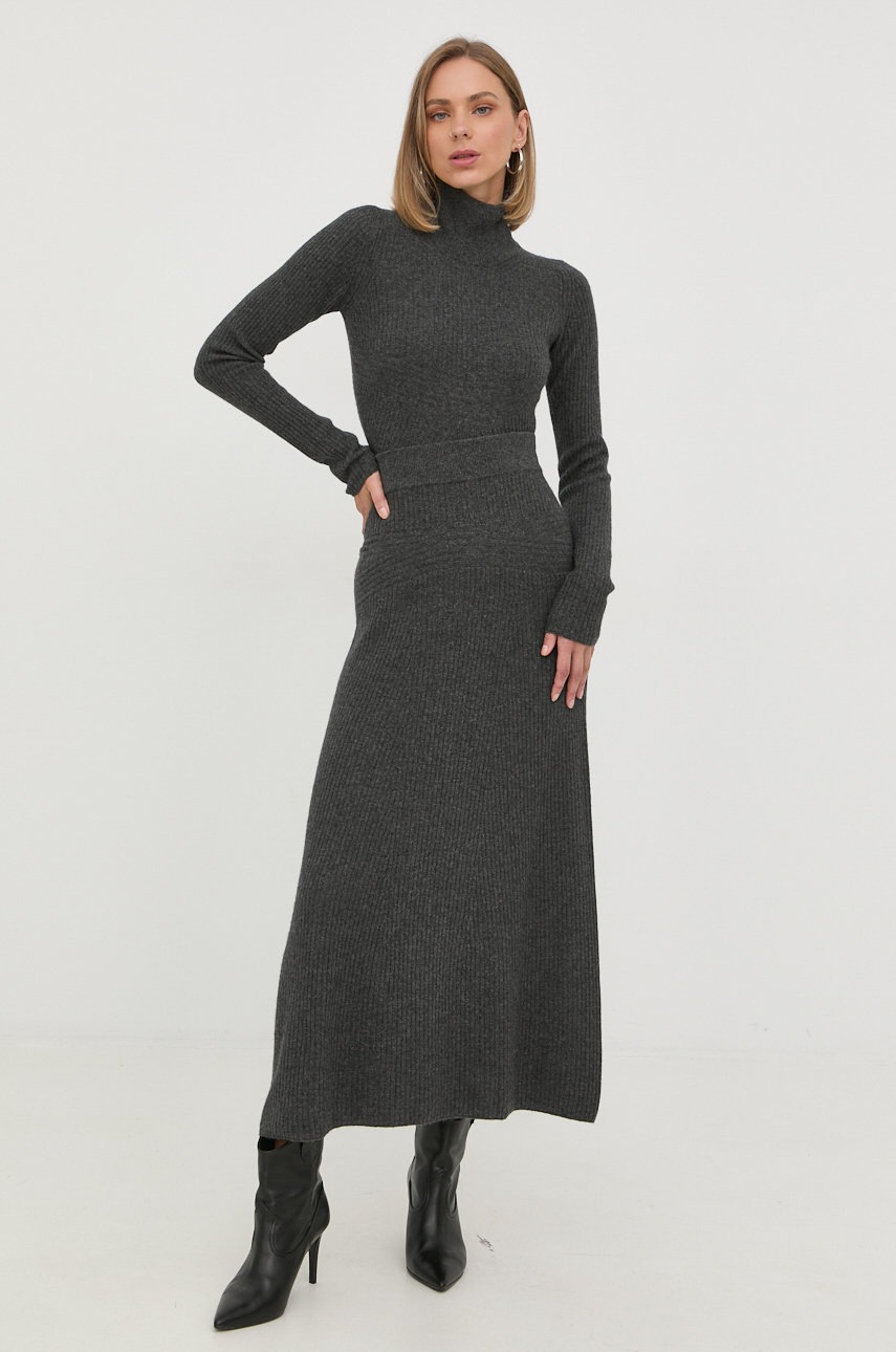

Шерстяная юбка Trussardi цвет серый maxi расклешённая