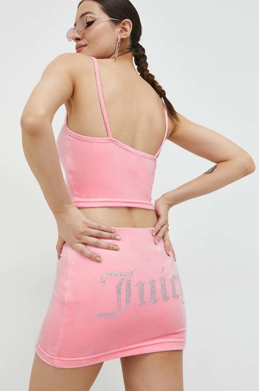 Sukně Juicy Couture růžová barva, mini, pouzdrová - růžová -  95% Polyester
