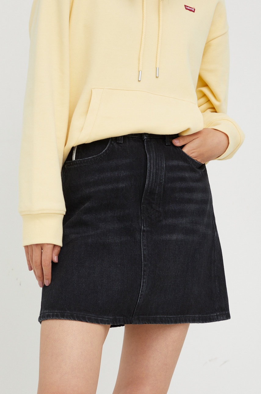 Marc o'polo fusta jeans denim culoarea negru, mini, drept