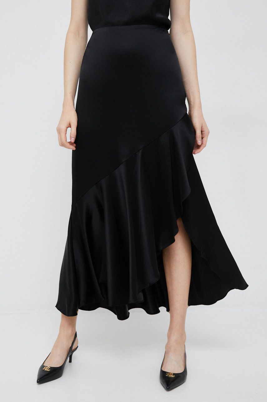 Sukně Polo Ralph Lauren černá barva, midi - černá -  80% Triacetát