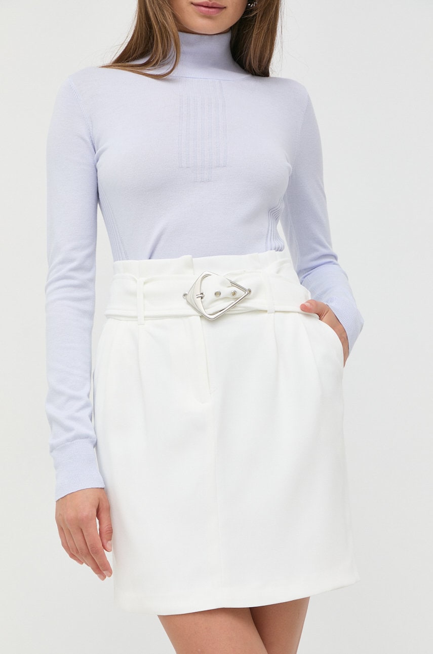 Morgan fusta culoarea alb, mini, drept