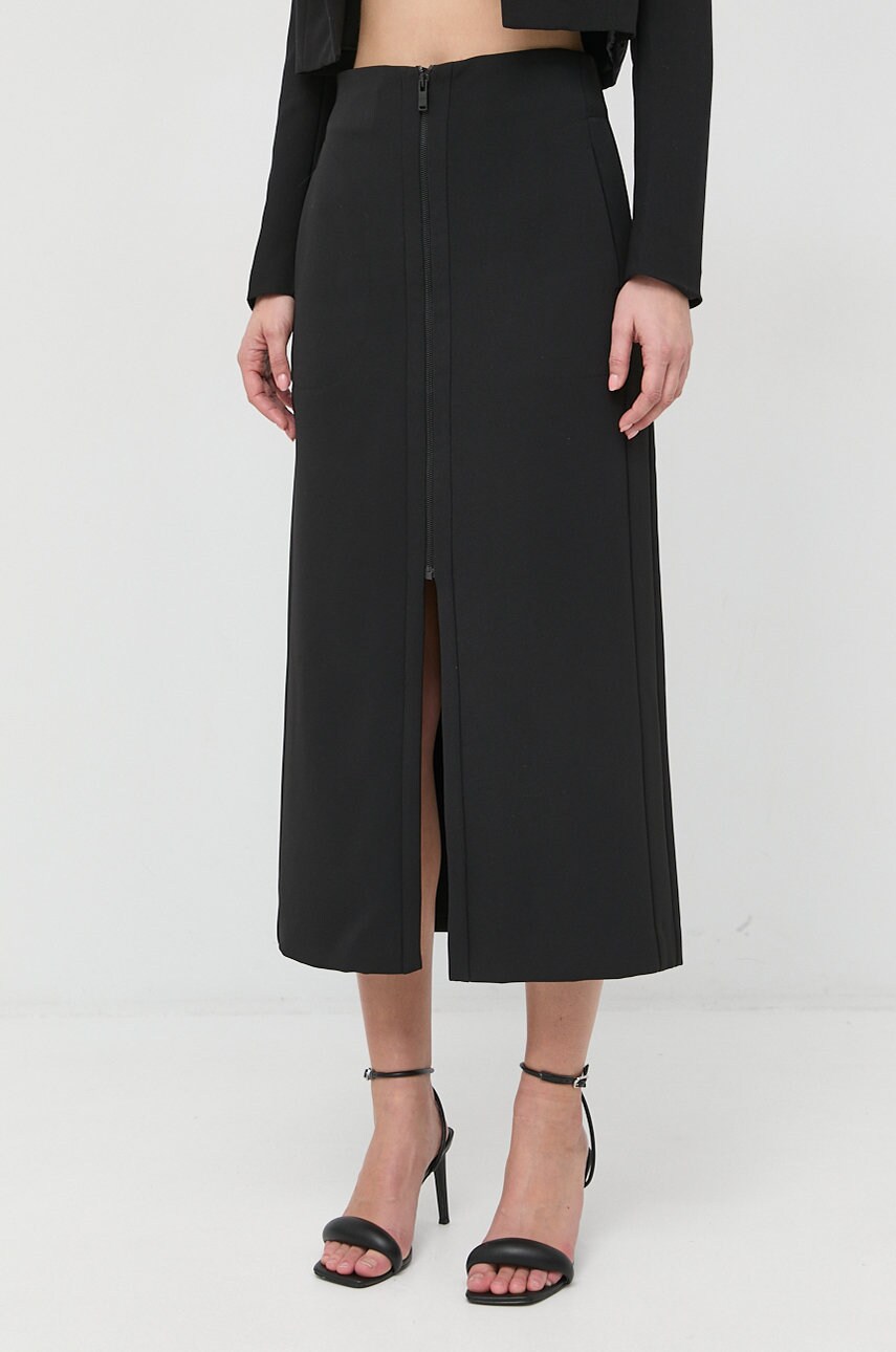 Trussardi fusta culoarea negru, midi, drept