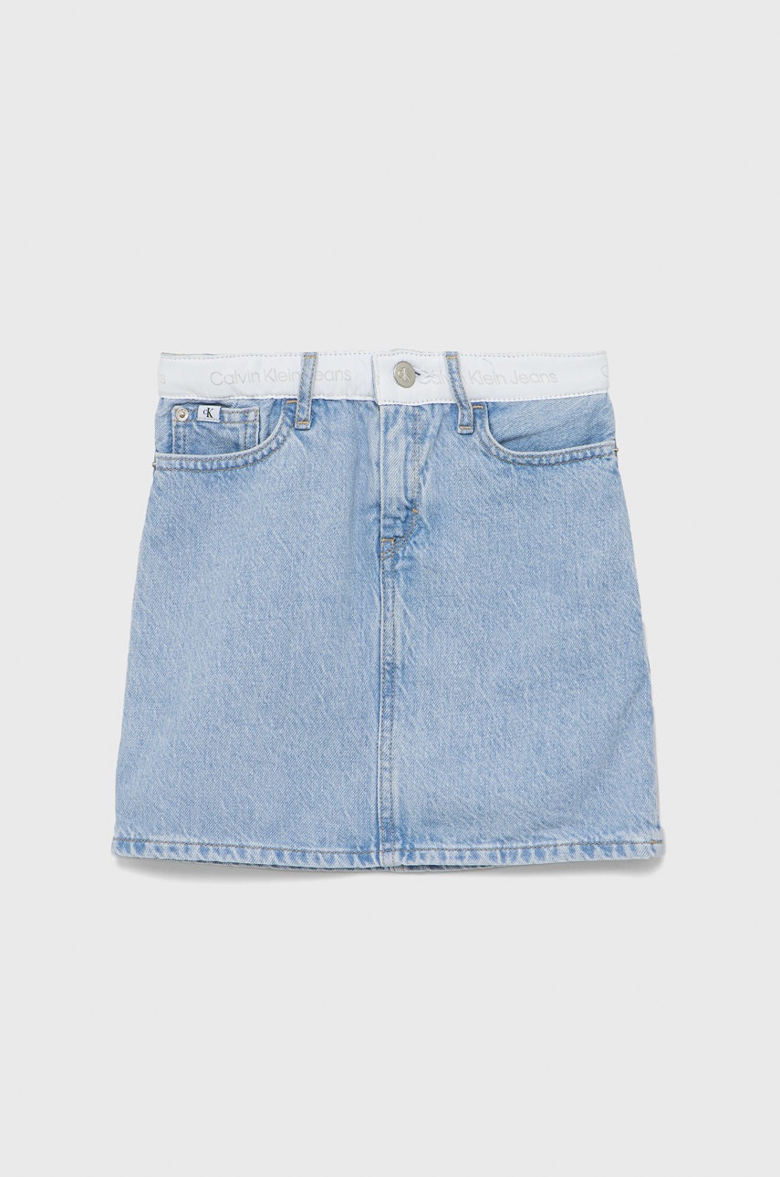

Дънкова пола Calvin Klein Jeans къс модел със стандартна кройка, Син