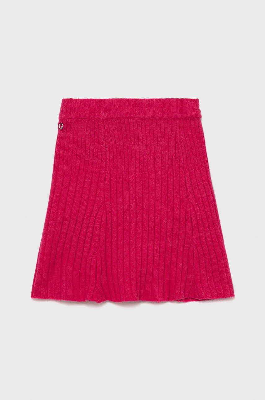 Dětská sukně Guess růžová barva, mini, áčková - růžová -  41% Nylon