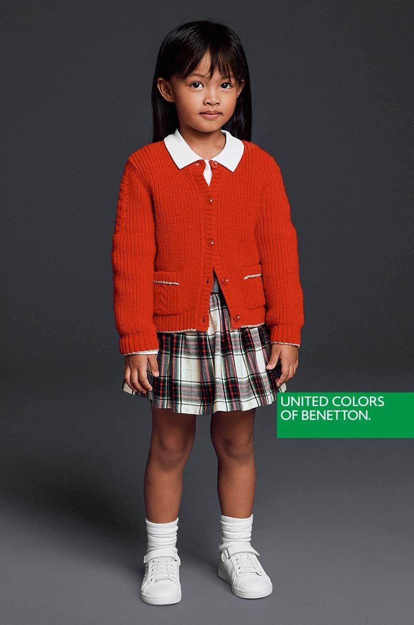 Dětská sukně United Colors of Benetton béžová barva, mini, áčková - béžová -  Hlavní materiál: 