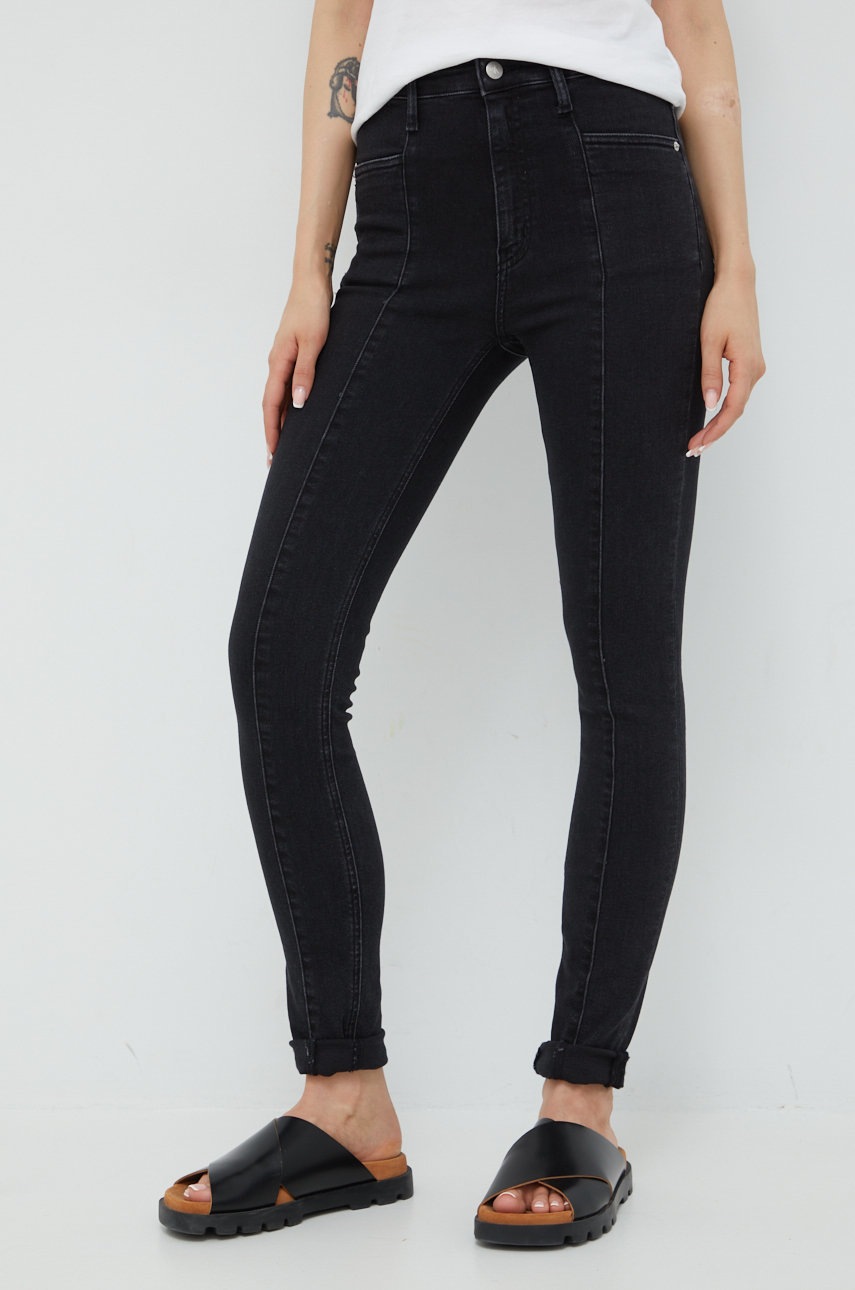 

Дънки Calvin Klein Jeans в с висока талия, Черен