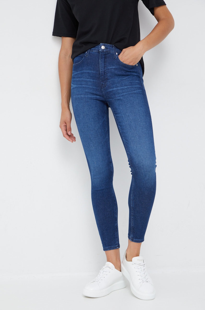 

Дънки Calvin Klein Jeans в с висока талия, Тъмносин