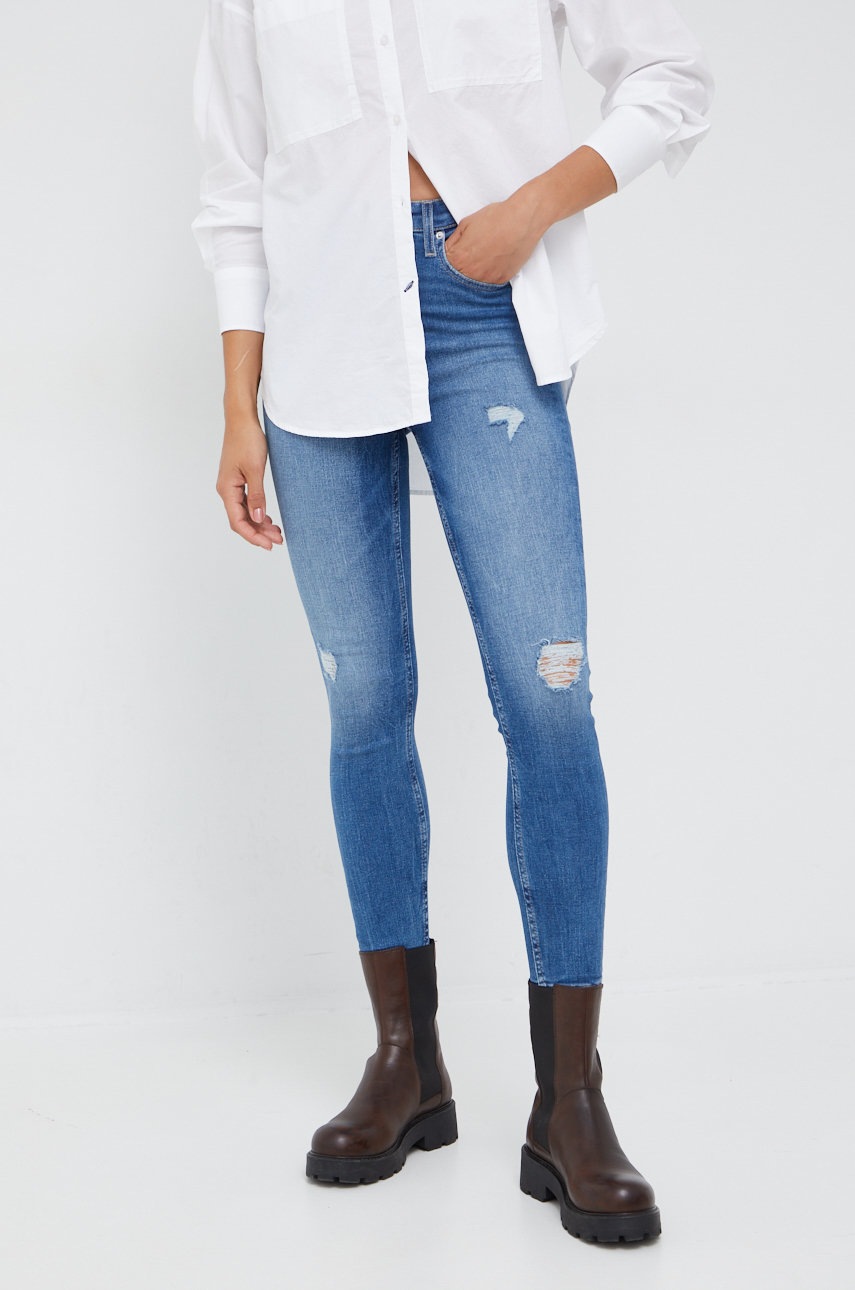 

Дънки Calvin Klein Jeans в с висока талия, Син