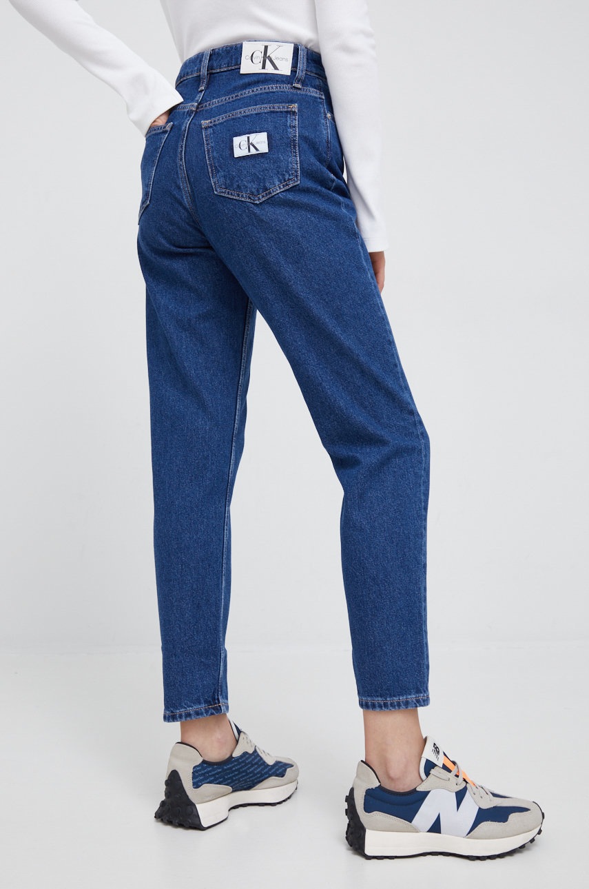 

Дънки Calvin Klein Jeans с висока талия, Тъмносин