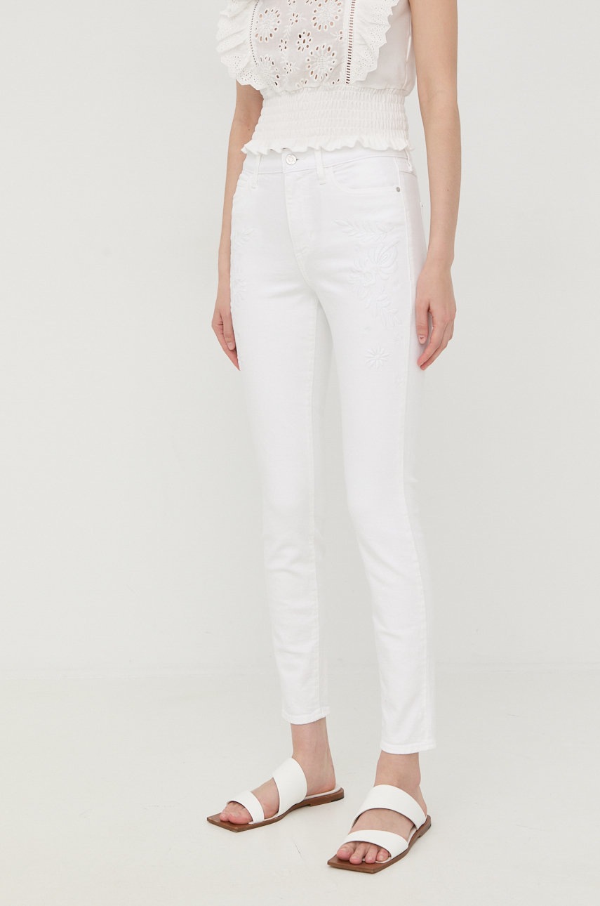 

Дънки Guess с висока талия, Бял