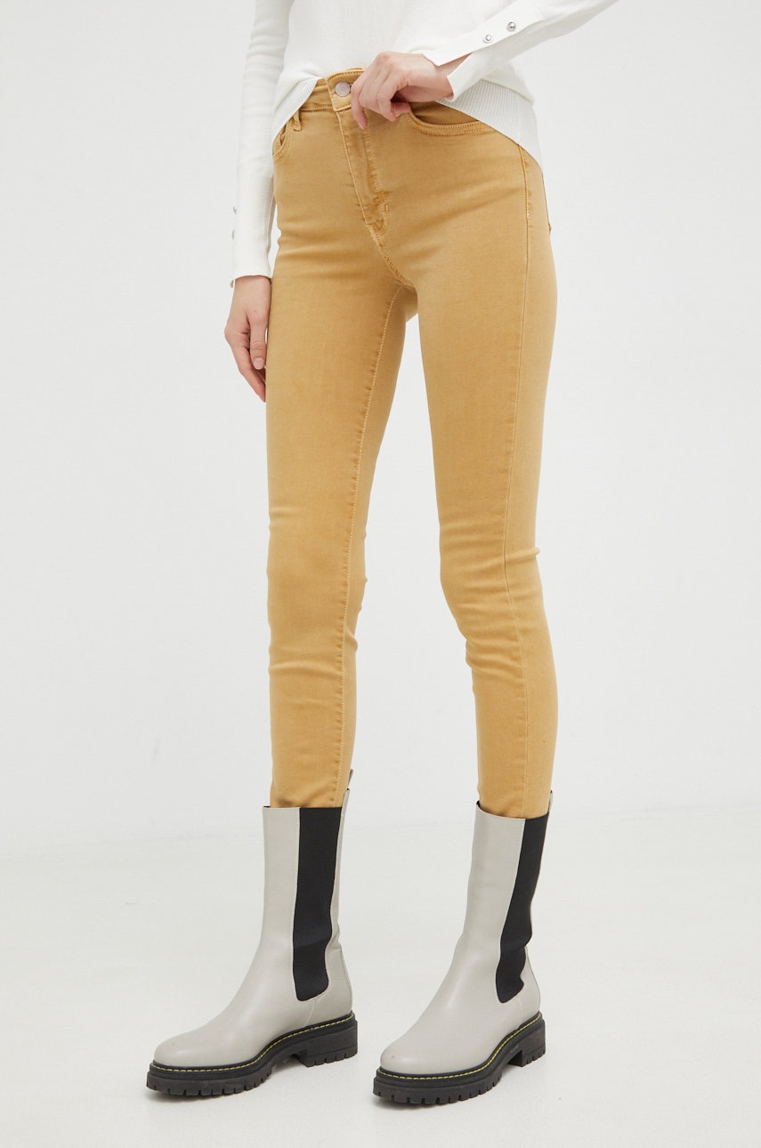 

Дънки Guess в с висока талия, Бежов