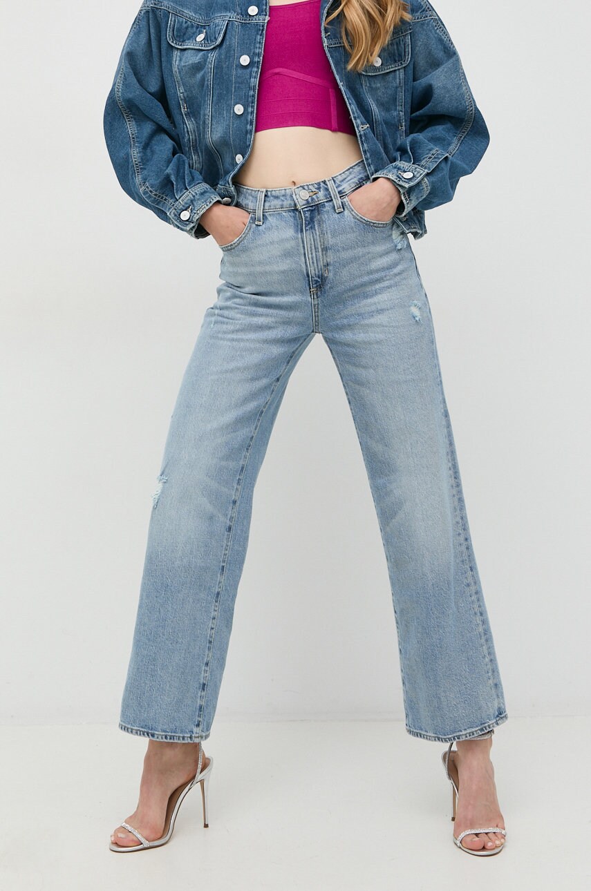 

Дънки Guess в с висока талия, Син