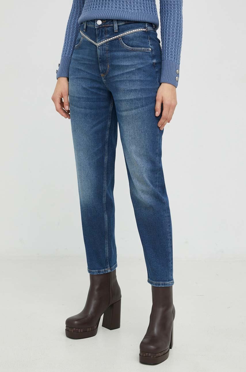 

Дънки Guess в с висока талия, Тъмносин