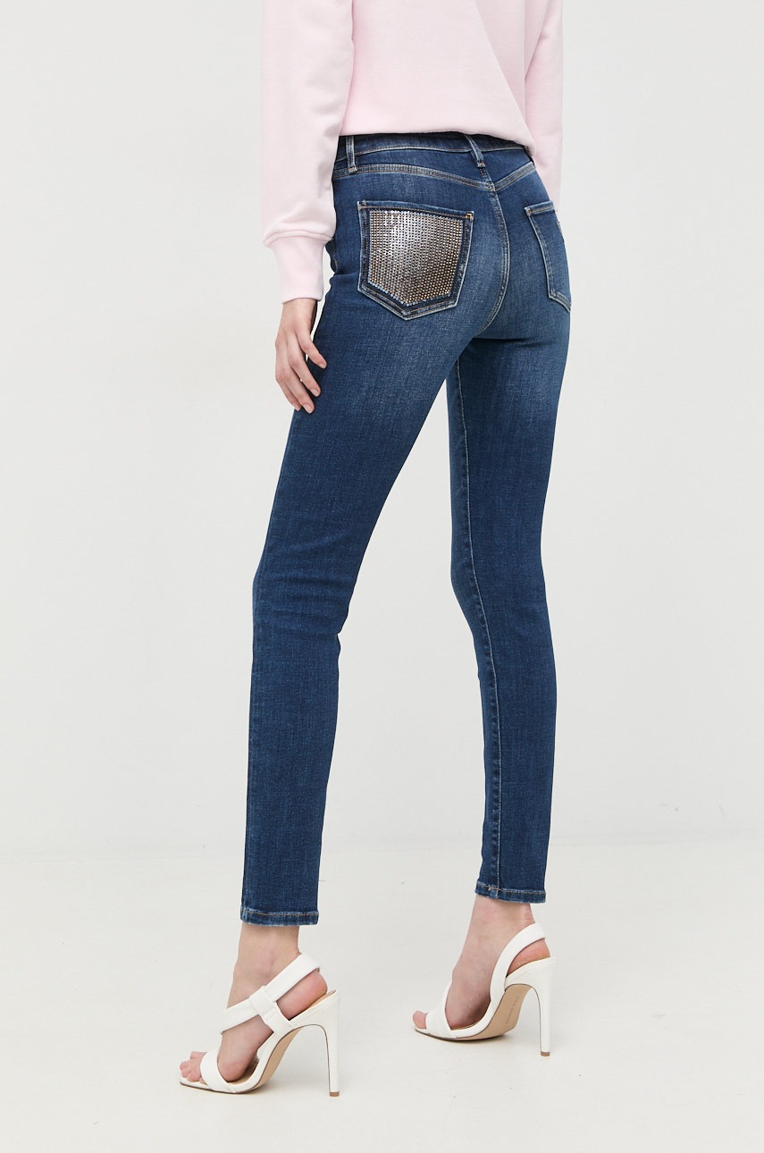 

Дънки Guess в с висока талия, Син