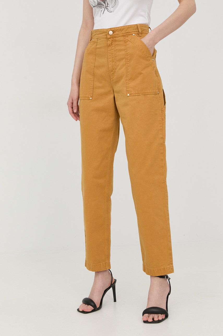 Bavlněné džíny Guess dámské, high waist - oranžová -  100% Bavlna
