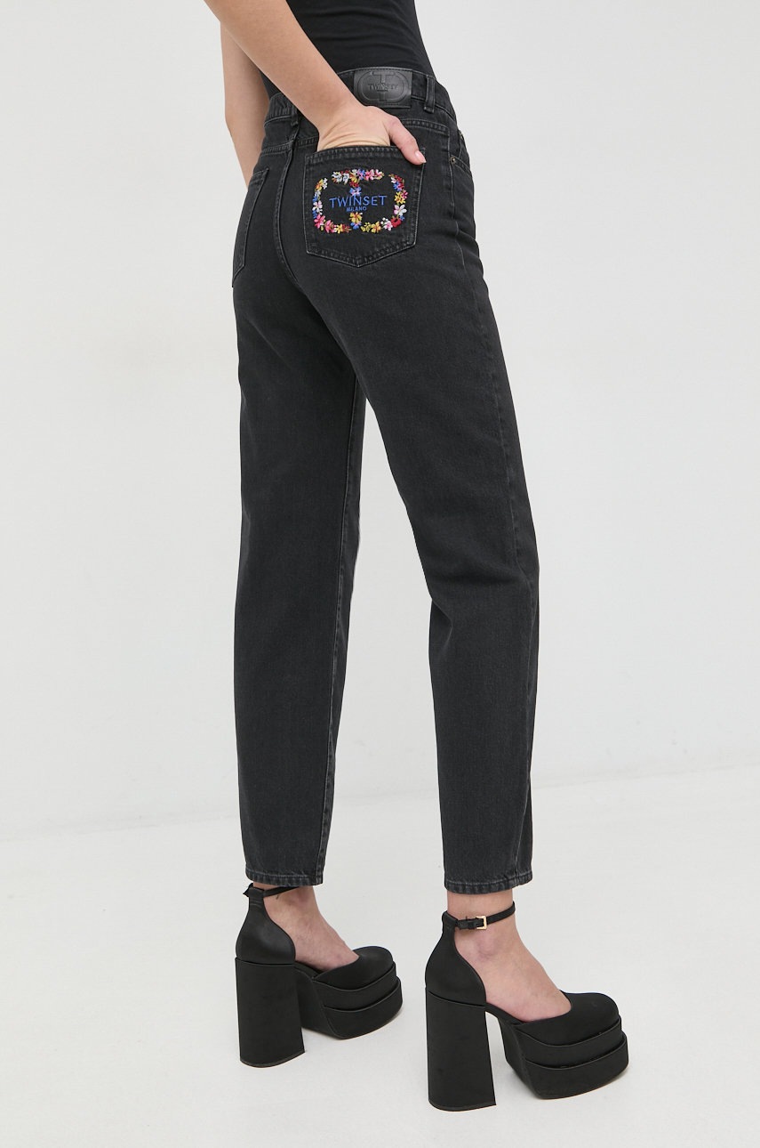 

Дънки Twinset Pantalone с висока талия, Черен