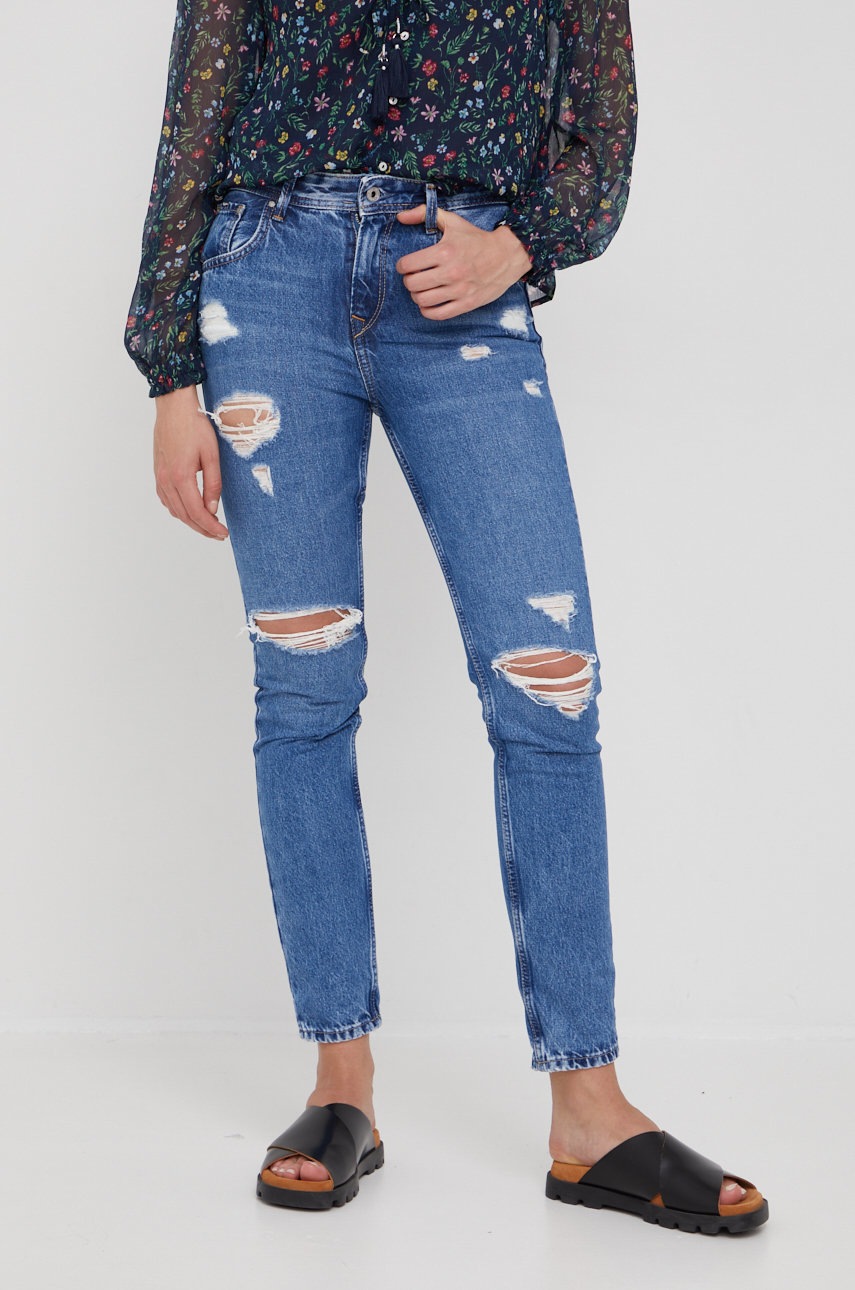 

Дънки Pepe Jeans с висока талия, Син