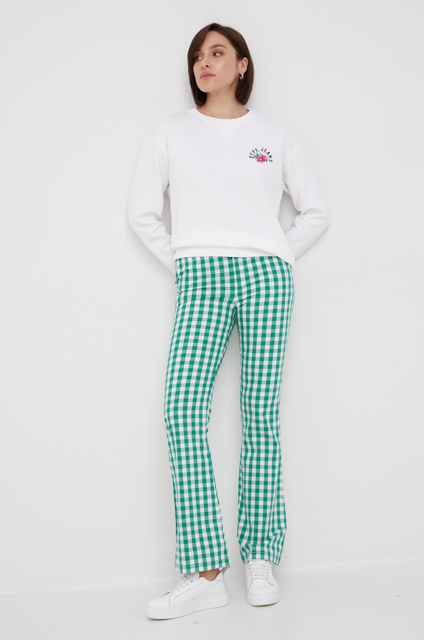 

Штани Pepe Jeans жіночі колір зелений кльош висока посадка