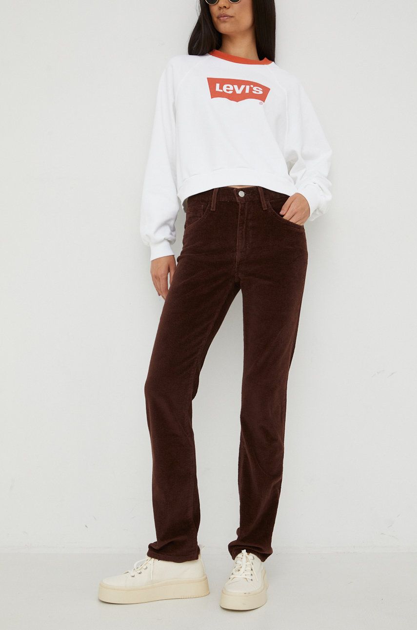 Levi's spodnie 724 HIGH RISE STRAIGHT damskie kolor brązowy proste high waist