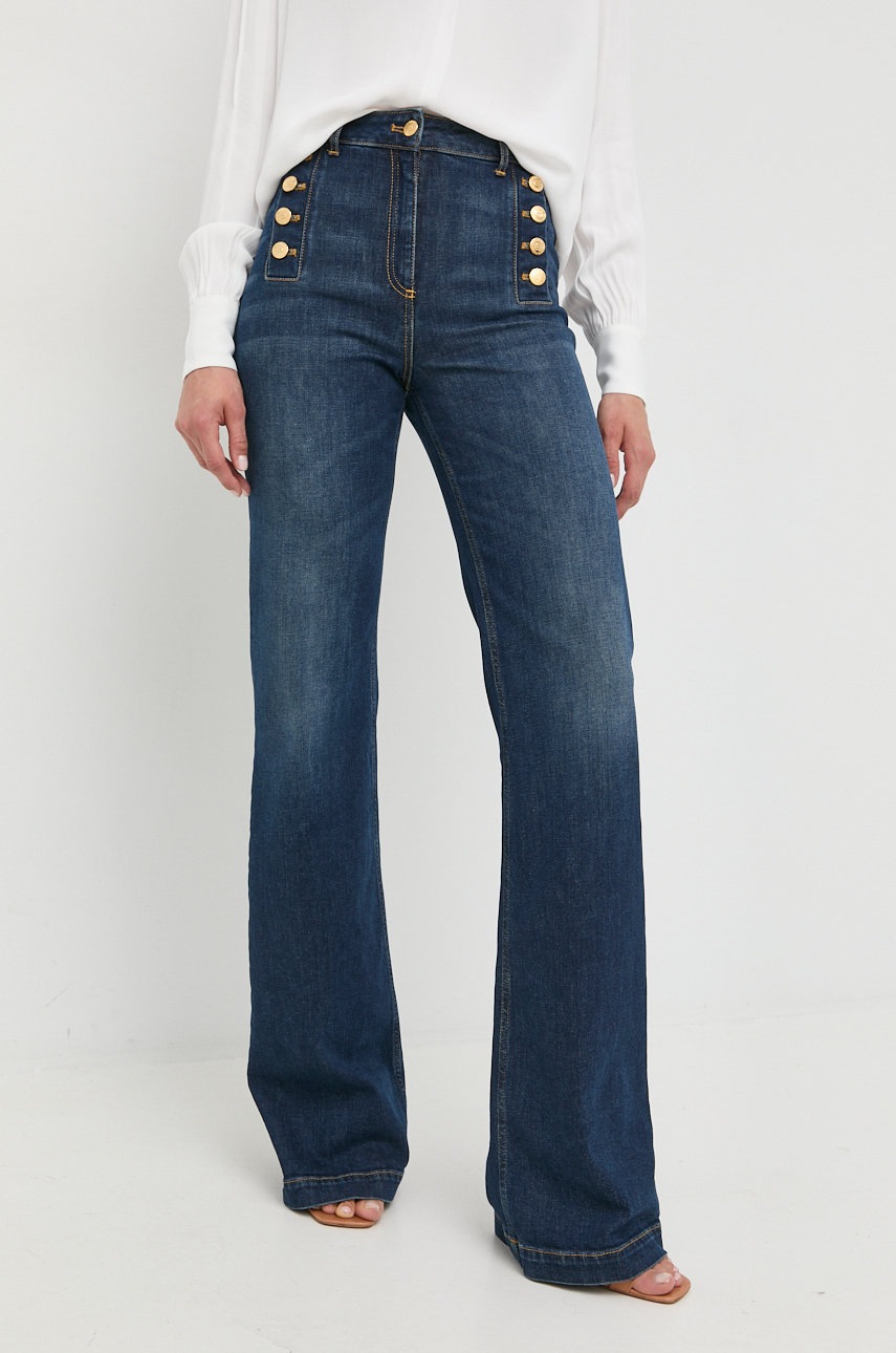 

Дънки Elisabetta Franchi в с висока талия, Син