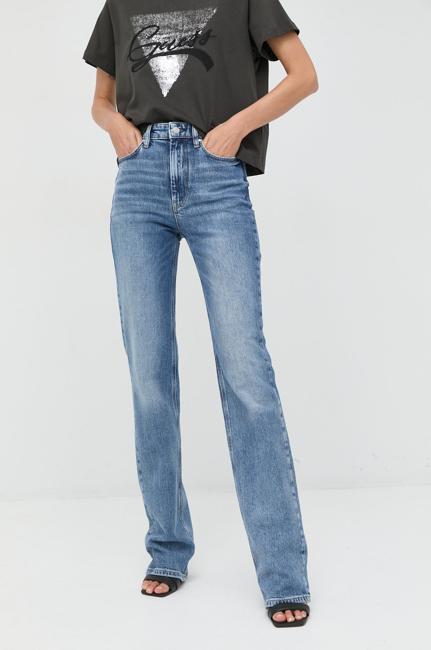 

Дънки Guess с висока талия, Син
