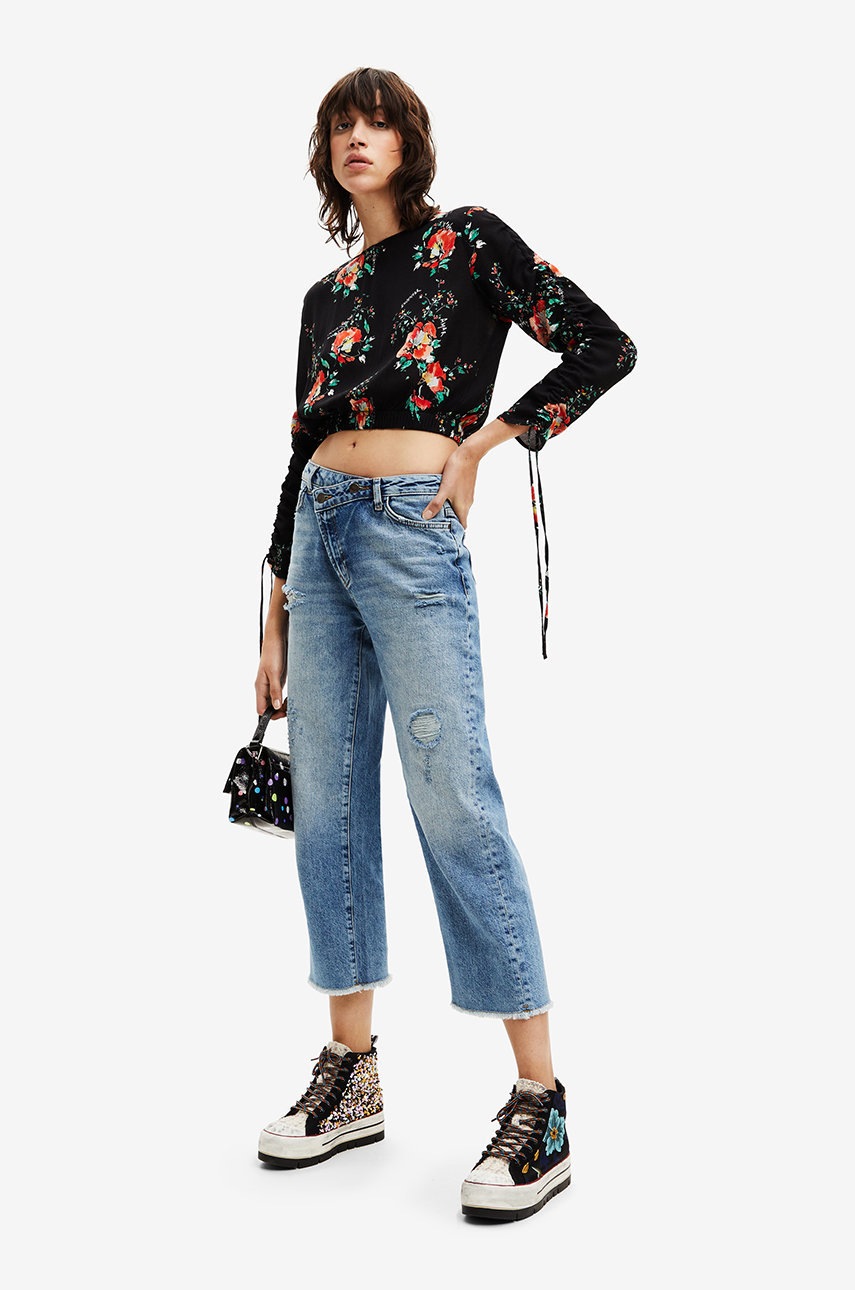 

Дънки Desigual с висока талия, Син