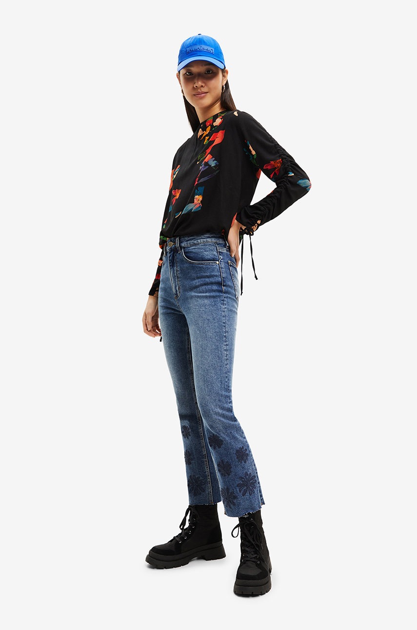 

Дънки Desigual в с висока талия, Тъмносин