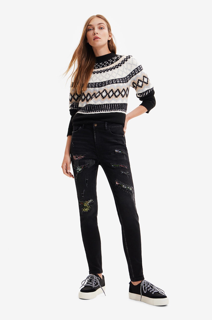 

Дънки Desigual в с висока талия, Черен