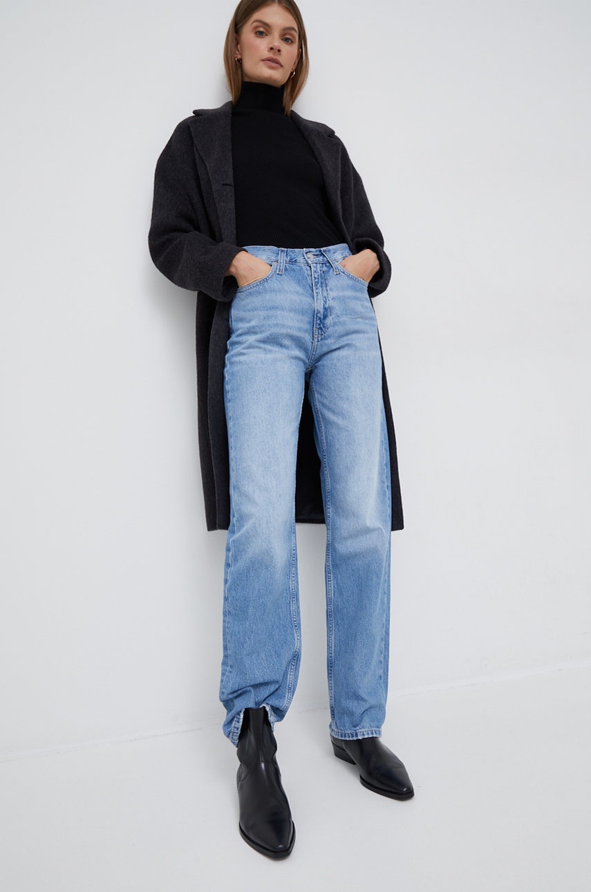 

Дънки Calvin Klein Jeans в с висока талия, Син