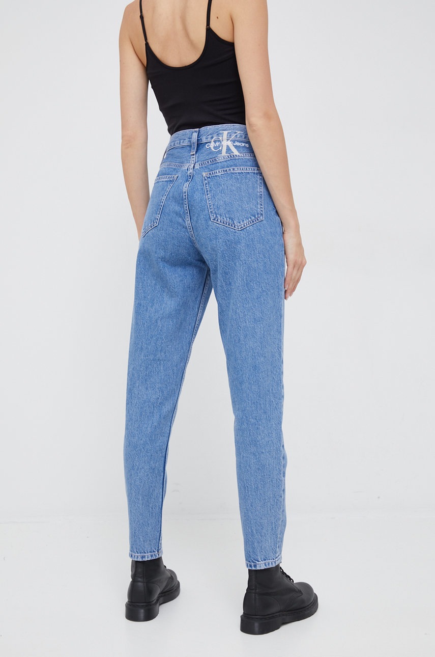 

Дънки Calvin Klein Jeans в с висока талия, Син